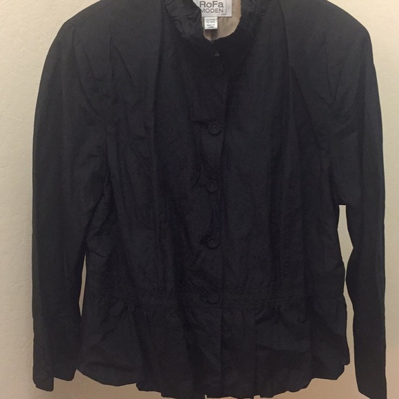 NWOT Rofa Moden Black Nylon Petal Jacket - Picture 3 of 5